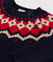 Gebreide jacquard trui in wol en katoen voor baby's blauw SMOKING/wit MULTICO