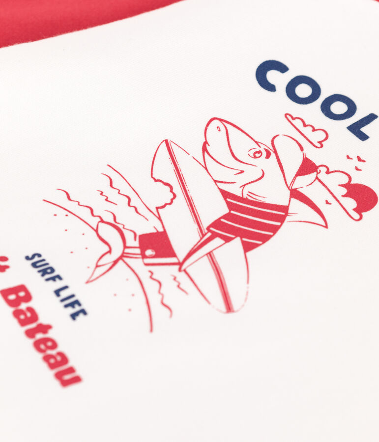 Sweatshirt enfant en coton imprim&eacute; blanc/rouge