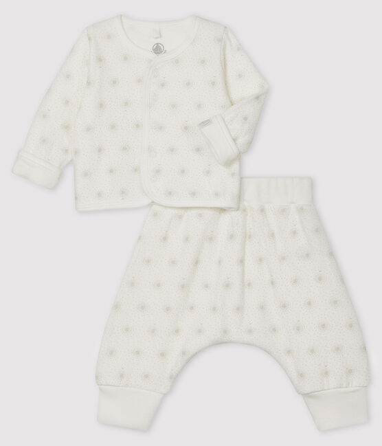 Ensemble 2 Pieces Bebe Mixte En Tubique Marshmallow Perlin Petit Bateau