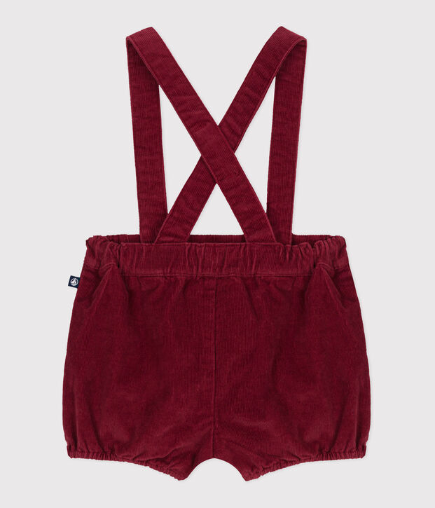 Effen fluwelen short met bretels voor baby's rood