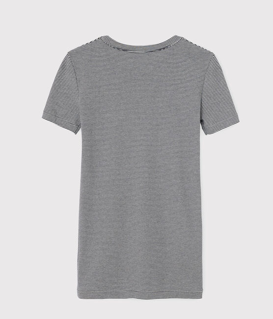T-shirt col rond iconique en coton Femme bleu SMOKING/blanc MARSHMALLOW