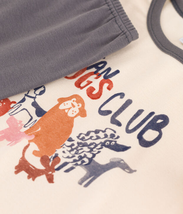 Katoenen pyjama voor kleine meisjes en jongens grijs/multicouleur