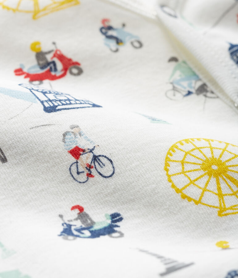 Slaappakje van ribstof babyjongen wit/multicouleur