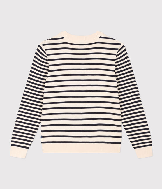 Pull en coton marinière Femme blanc AVALANCHE/bleu SMOKING