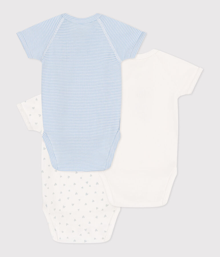 Lot de 3 bodies crois&eacute;s manches courtes en coton imprim&eacute; b&eacute;b&eacute; multicouleur