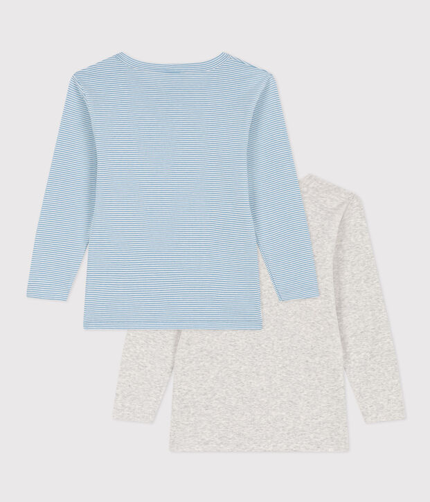 Lot de 2 tee shirts manches longues en coton petit gar&ccedil;on multicouleur