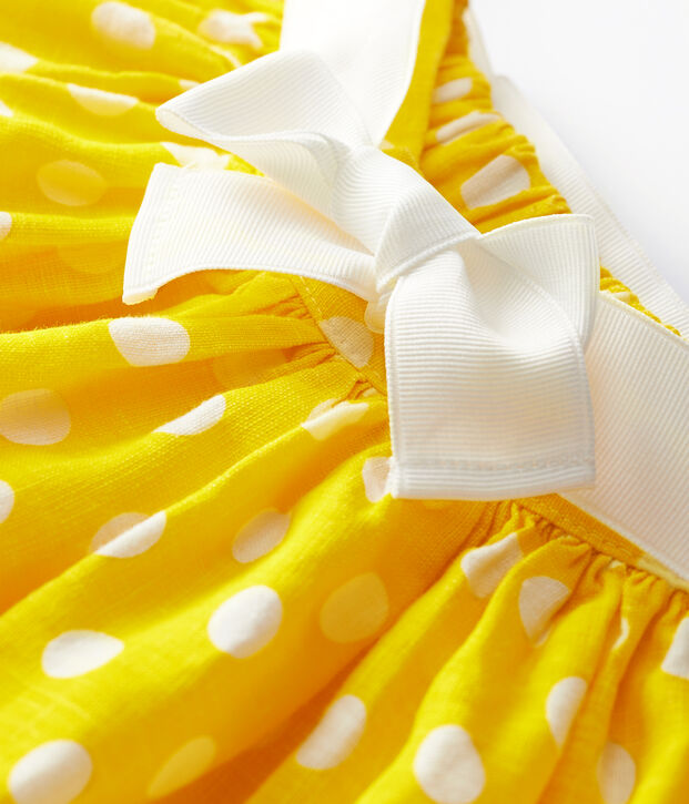Jupe en lin enfant fille jaune/blanc