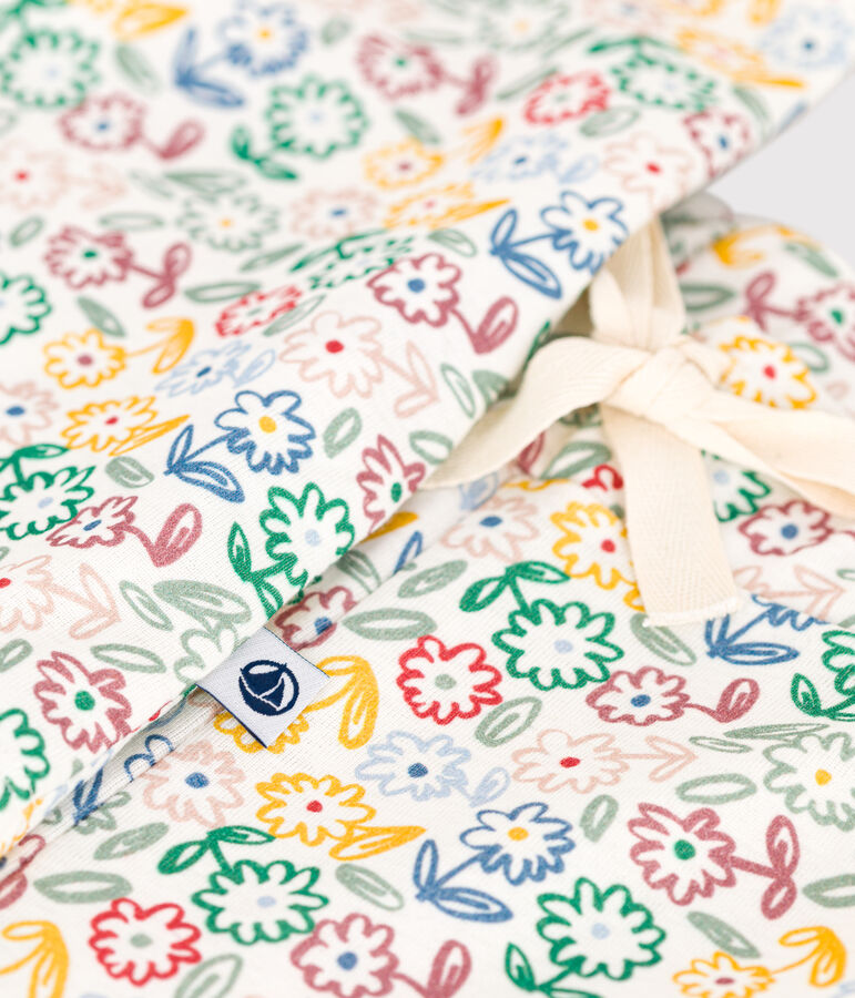 Katoenen pyjama met bloemenmotief voor dames wit/multicouleur