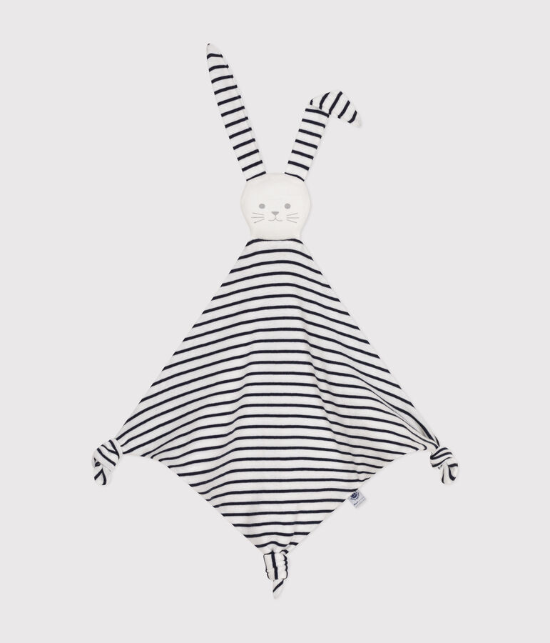 Doudou marini&egrave;re en coton blanc/bleu