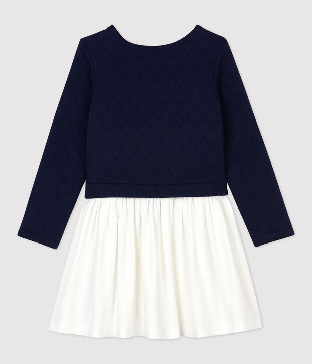 Meisjesjurk met lange mouwen van tubic blauw/multicouleur