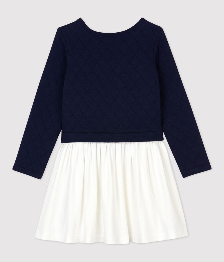 Meisjesjurk met lange mouwen van tubic blauw/multicouleur