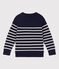 Meisjes/jongens pull van wol en katoen blauw SMOKING/wit MARSHMALLOW