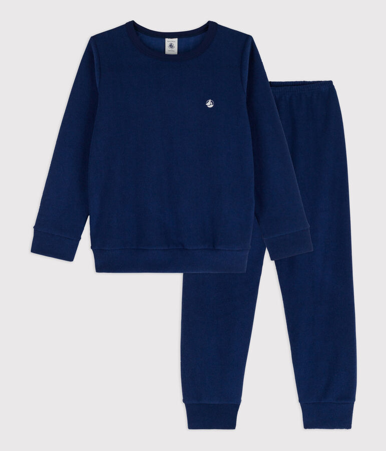 Pyjama voor meisjes/jongens in geruwde badstof blauw MEDIEVAL