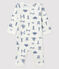 Slaappakje zonder voetjes van ribstof Paris voor baby wit MARSHMALLOW/blauw MAJOR