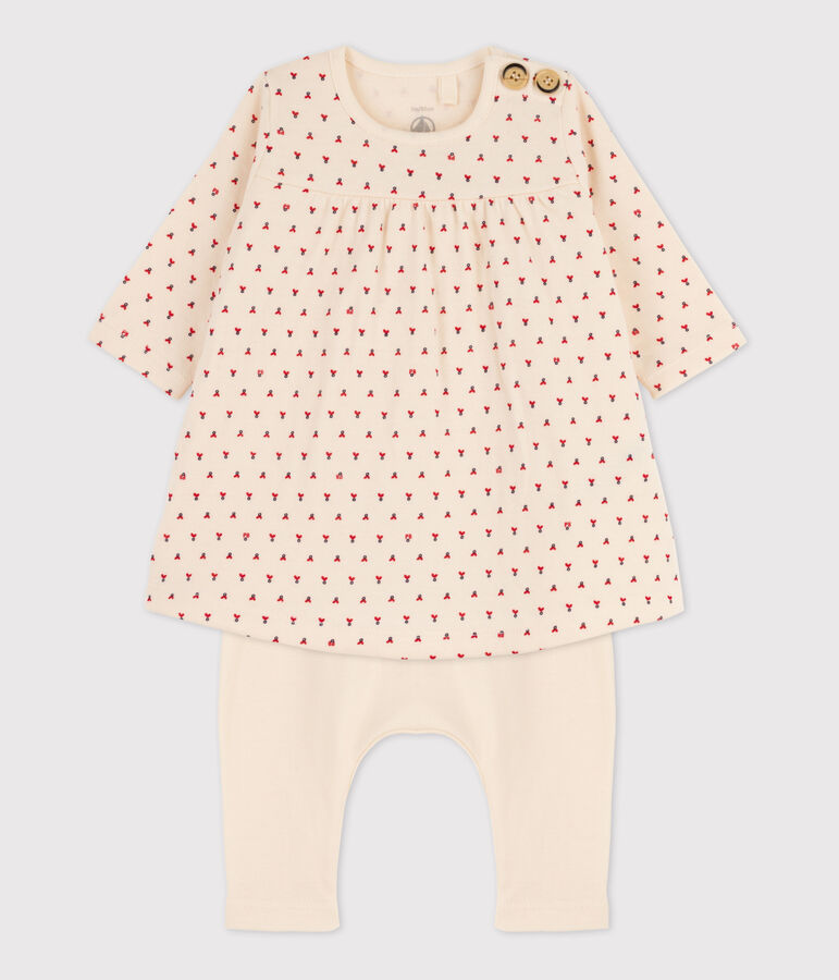 Leggingjurkje met print van katoenen tubic ecru/multicouleur