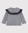 Blouse met lange mouwen babymeisje blauw SMOKING/wit MARSHMALLOW