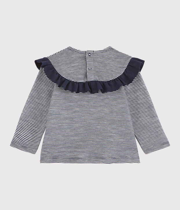 Blouse met lange mouwen babymeisje blauw/wit