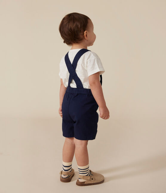 Korte salopette in keperstof voor baby's blauw MEDIEVAL