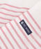 Teeshirt marinière femme en coton manches longues blanc MARSHMALLOW/rose CHARME