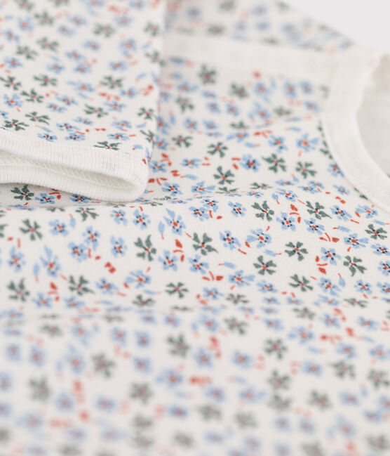 Slaappakje in molton met print voor baby's wit MARSHMALLOW/wit MULTICO