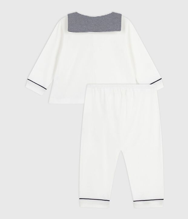 Tweedelige babypyjama met marinekraag wit