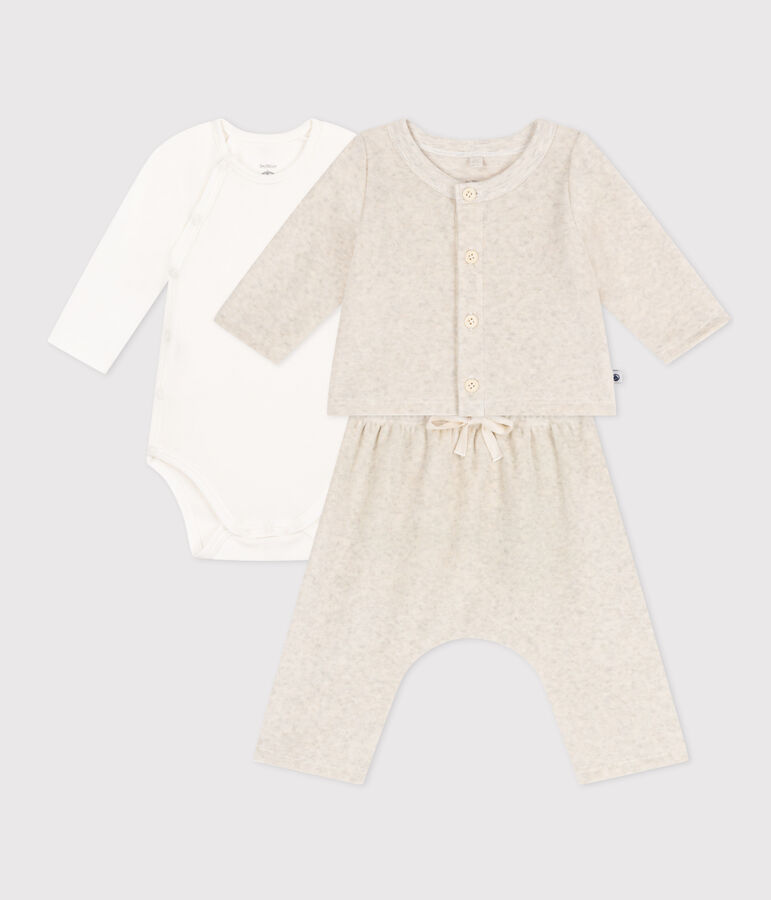 Setje van velours en rompertje voor baby's beige