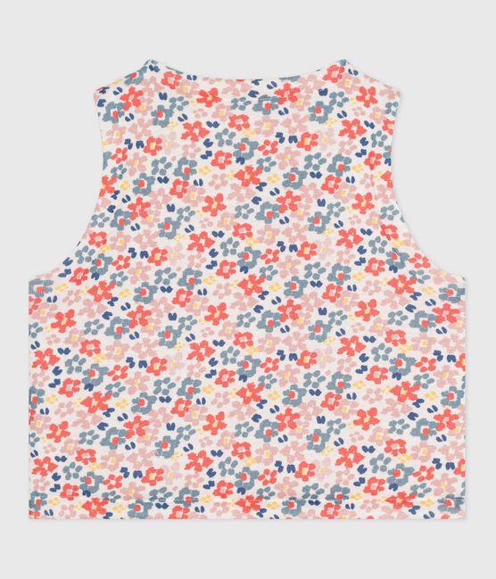 Gilet sans manche réversible bébé en coton imprimé blanc MARSHMALLOW/rose JOLI