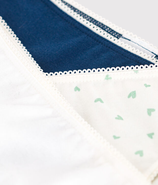 Lot de 3 culottes enfant en coton et &eacute;lasthanne imprim&eacute; c&oelig;urs multicouleur