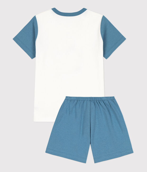 Pyjacourt poulpe en coton enfant bleu/blanc