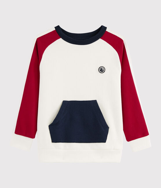 Sweatshirt jongens kinderen wit MARSHMALLOW/rood TERKUIT/ SMOKING