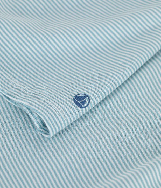 Dames-T-shirt van gestreept katoen met korte mouwen groen/wit