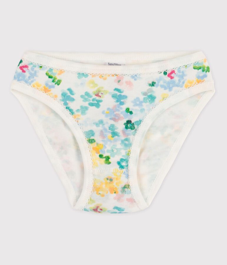 Katoenen meisjesslip wit MARSHMALLOW/groen VERT/ MULTICO