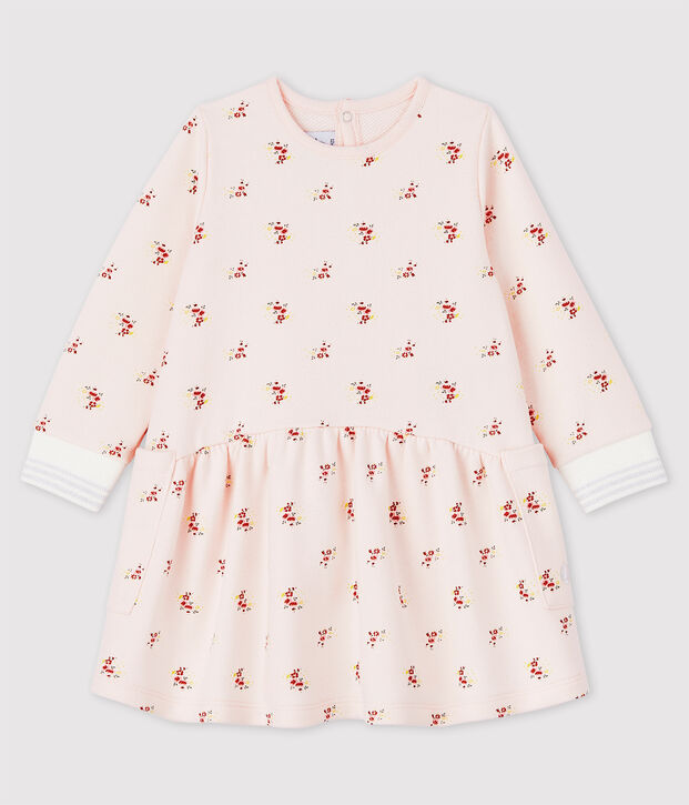 Molton jurk met lange mouwen voor babymeisjes roze/multicouleur