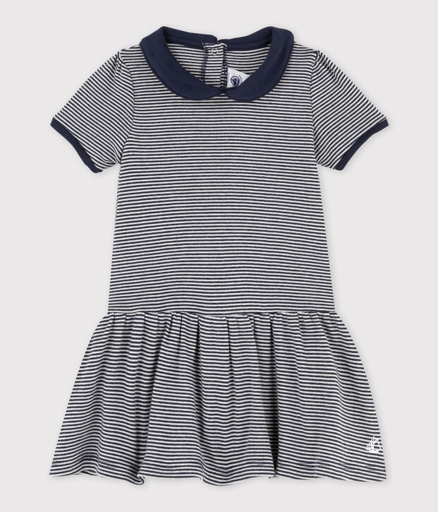 Jurk met milleraies-strepen voor babymeisjes blauw/wit