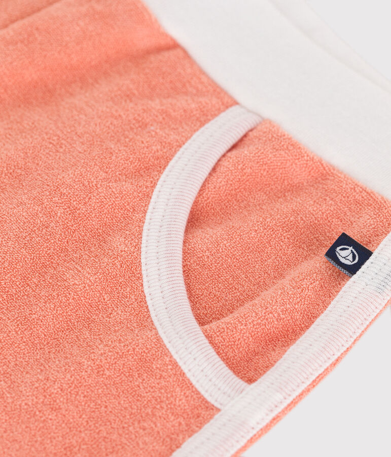 Short enfant en coton &eacute;ponge uni orange