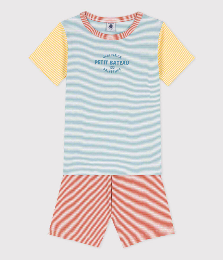 Korte pyjama met milleraiesprint in drie kleuren voor kleine meisjes en jongens groen/multicouleur