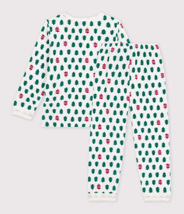 Fluwelen kinderpyjama met print wit/multicouleur
