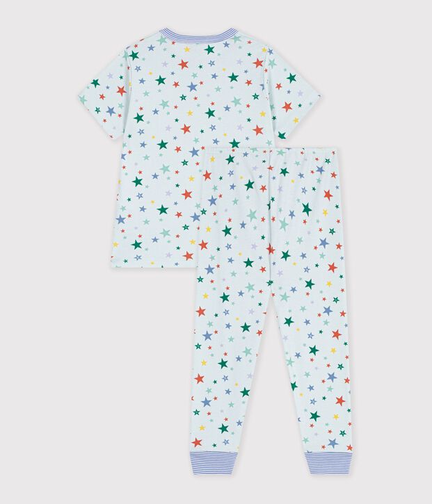 Katoenen kinderpyjama met korte mouwen en lange pijpen met print blauw/multicouleur
