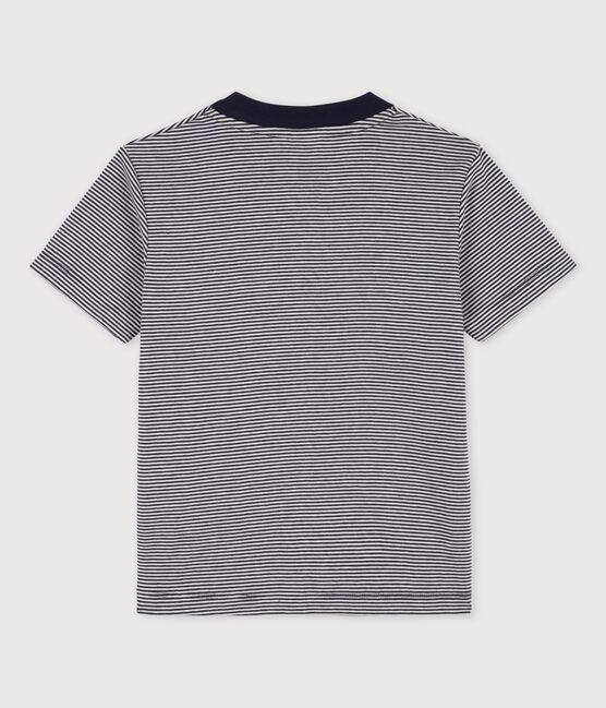 T-shirt manches courtes en coton enfant garçon bleu SMOKING/blanc MARSHMALLOW