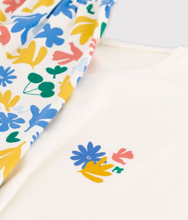 Pyjacourt fille en coton blanc/multicouleur