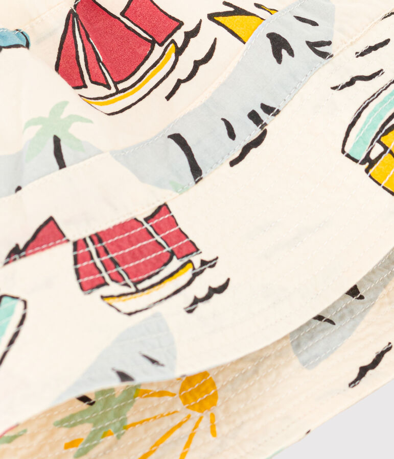 Matrozenmuts van popeline voor baby's ecru/multicouleur