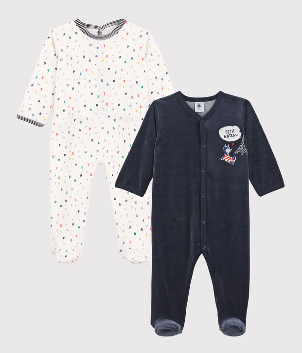 Set van 2 fluwelen babypyjama's multicouleur