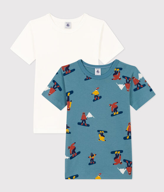 Lot de 2 tee shirts manches courtes snowboard en coton petit garçon variante 1
