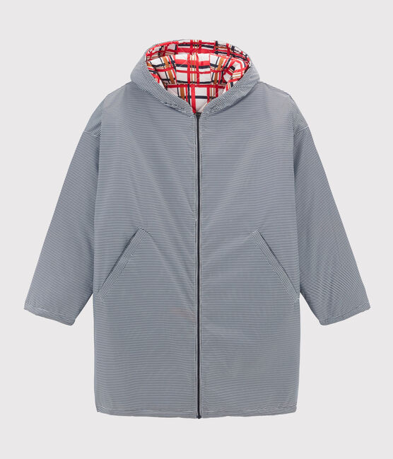 Warm lang windjack gemixt wit MARSHMALLOW/wit MULTICO