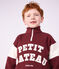Effen katoenen sweatshirt met colorblock en schipperskraag voor kinderen rood/ecru