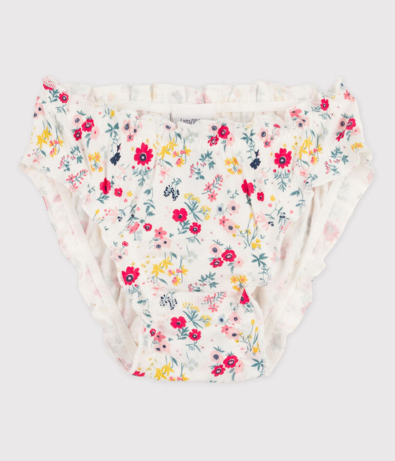 Culotte petite fille en coton blanc/multicouleur
