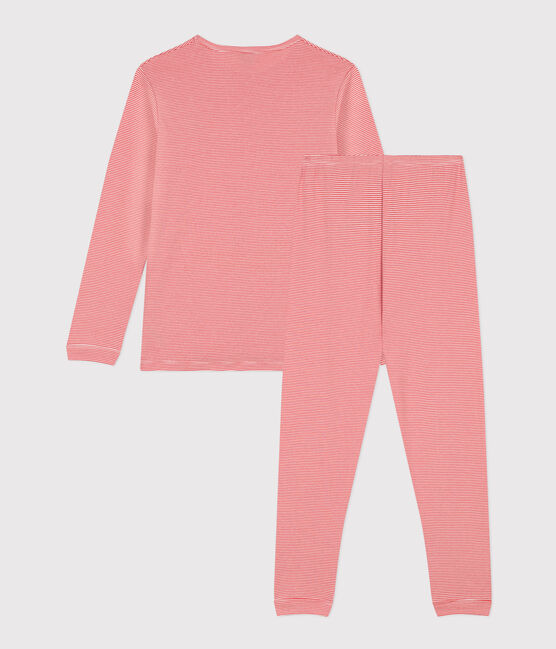 Pyjama rayé garçon en coton orange OURSIN/blanc MARSHMALLOW
