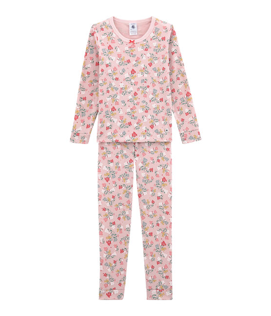 Pyjama petite fille coupe ajustée rose JOLI/blanc MULTICO