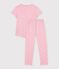 Katoenen kinderpyjama met korte mouw en lange pijpen met print roze/multicouleur