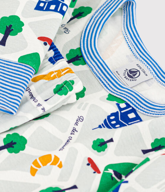 Pyjama imprimé motif Paris en coton enfant blanc MARSHMALLOW/blanc MULTICO